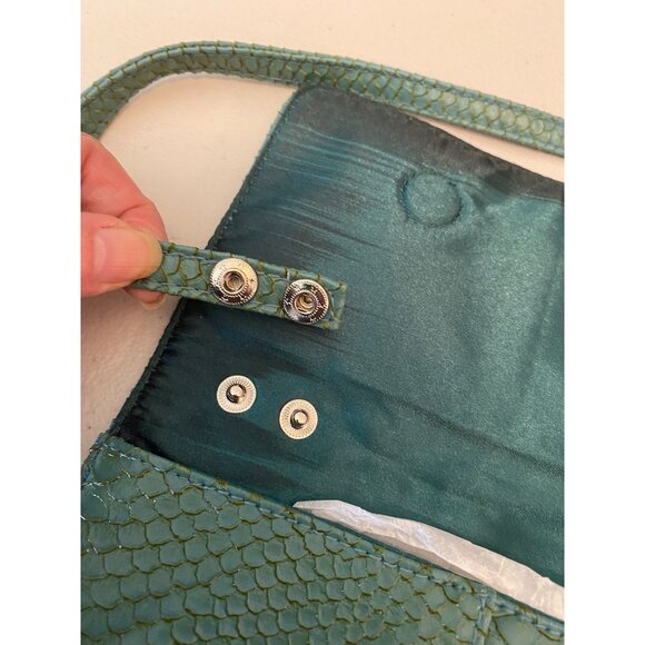 Jessica McClintock Faux Snakeskin Clutch Purse Magnetic Snap Shoulder Strap - Picture 6 of 11